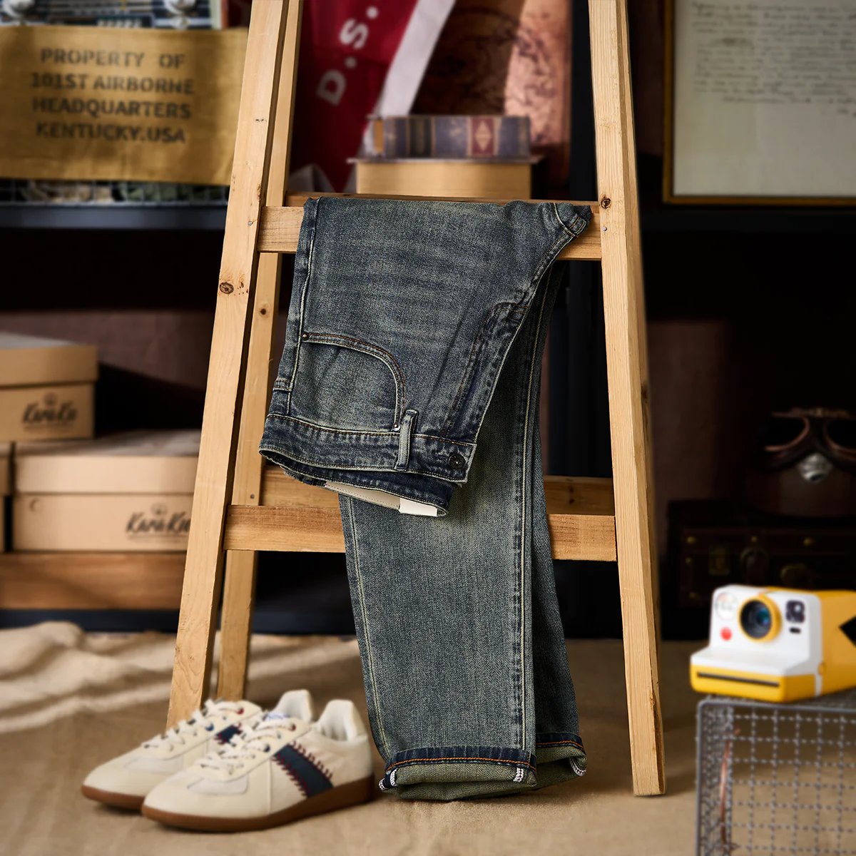 1970s　ウィスカー加工 ユーズド感デニムパンツ - Image 3