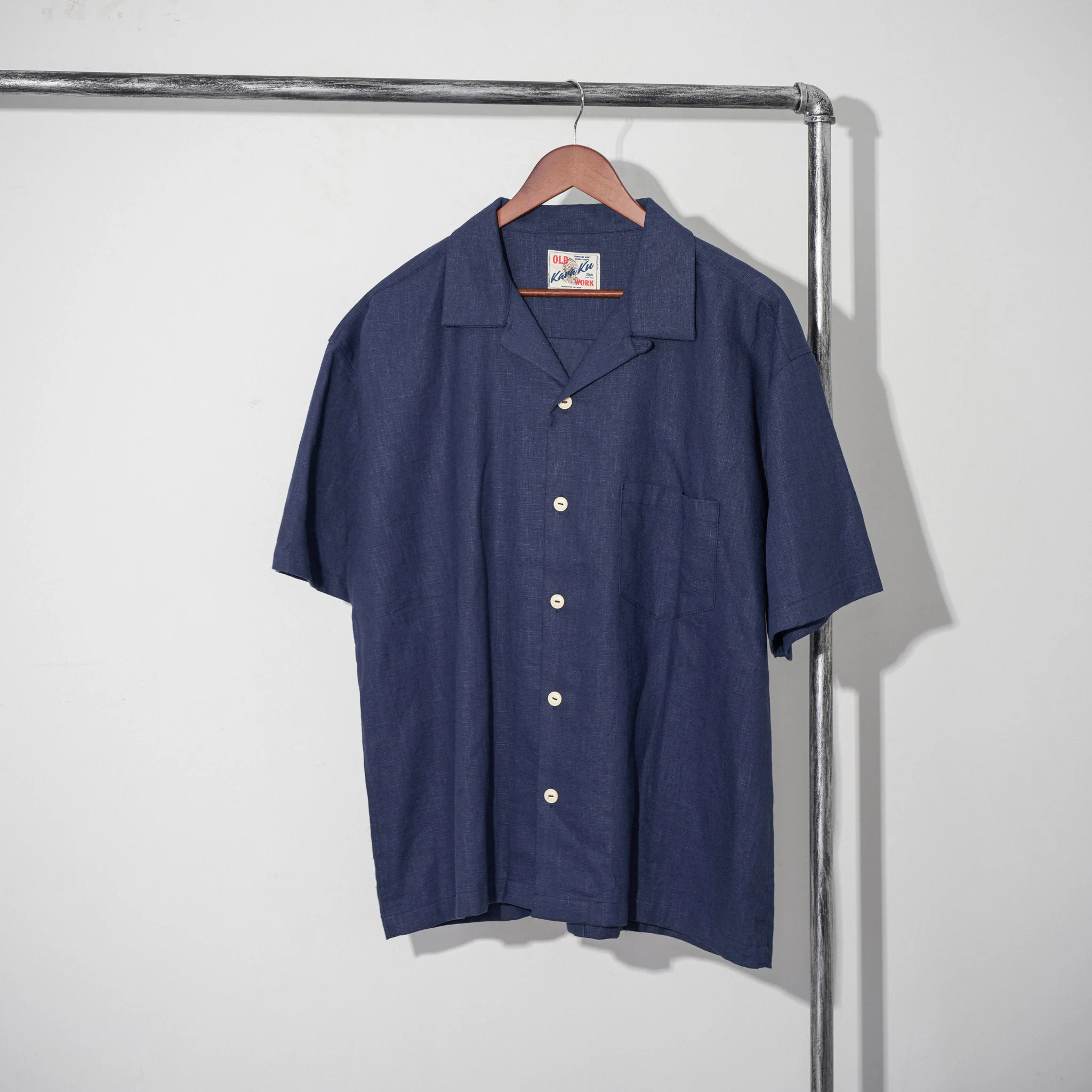藍染 ドロップショルダー綿麻キューバシャツ - Image 4
