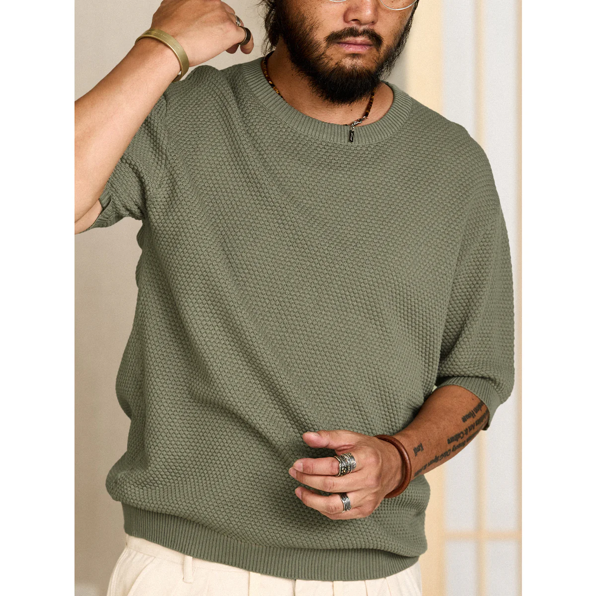 ヘビーウェイト パイナップルパイルニットTee - Image 8