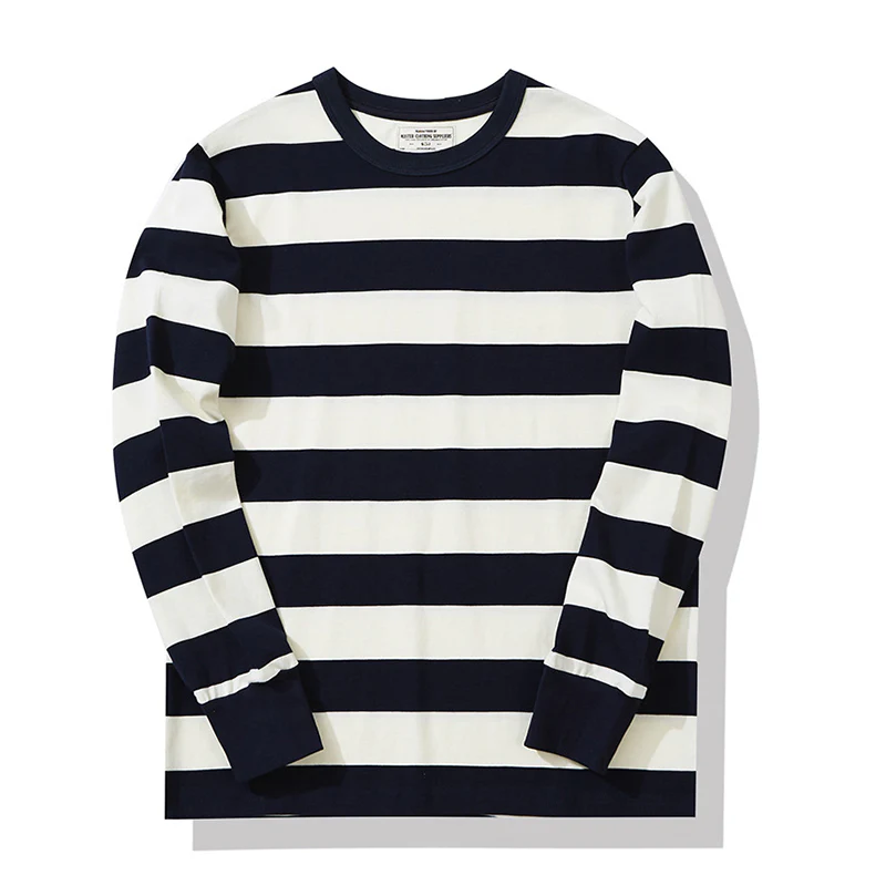 Biker Style ヘビーウェイトボーダー柄Tシャツ 長袖 - Image 4
