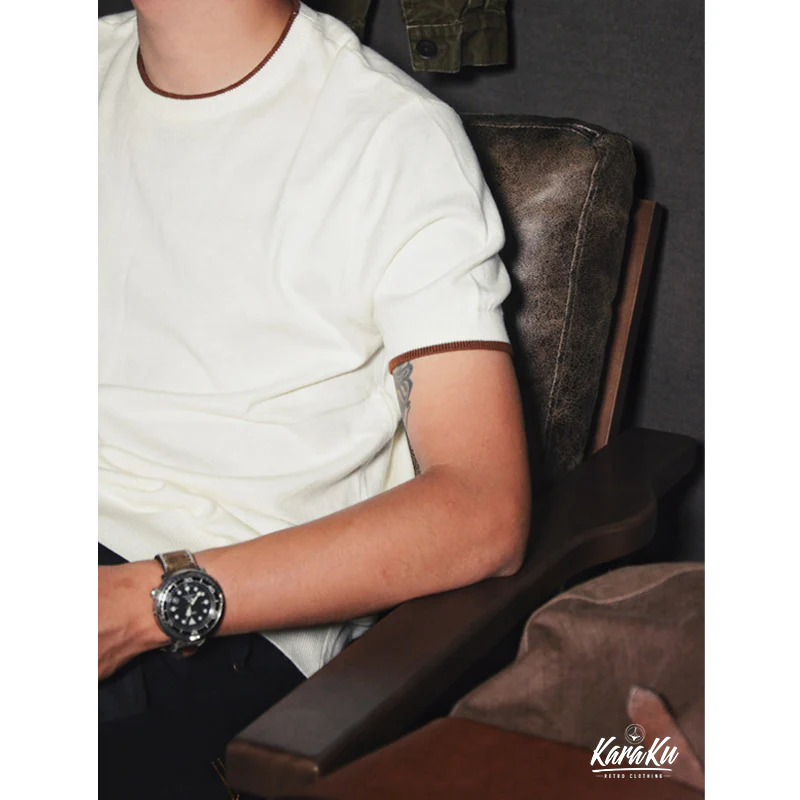 Old Money Style　カシミヤ混ティップラインニットTシャツ - Image 10