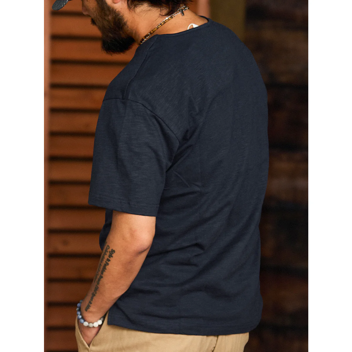 4ボタンヘンリーネックスラブコットンTee 4色展開 - Image 8