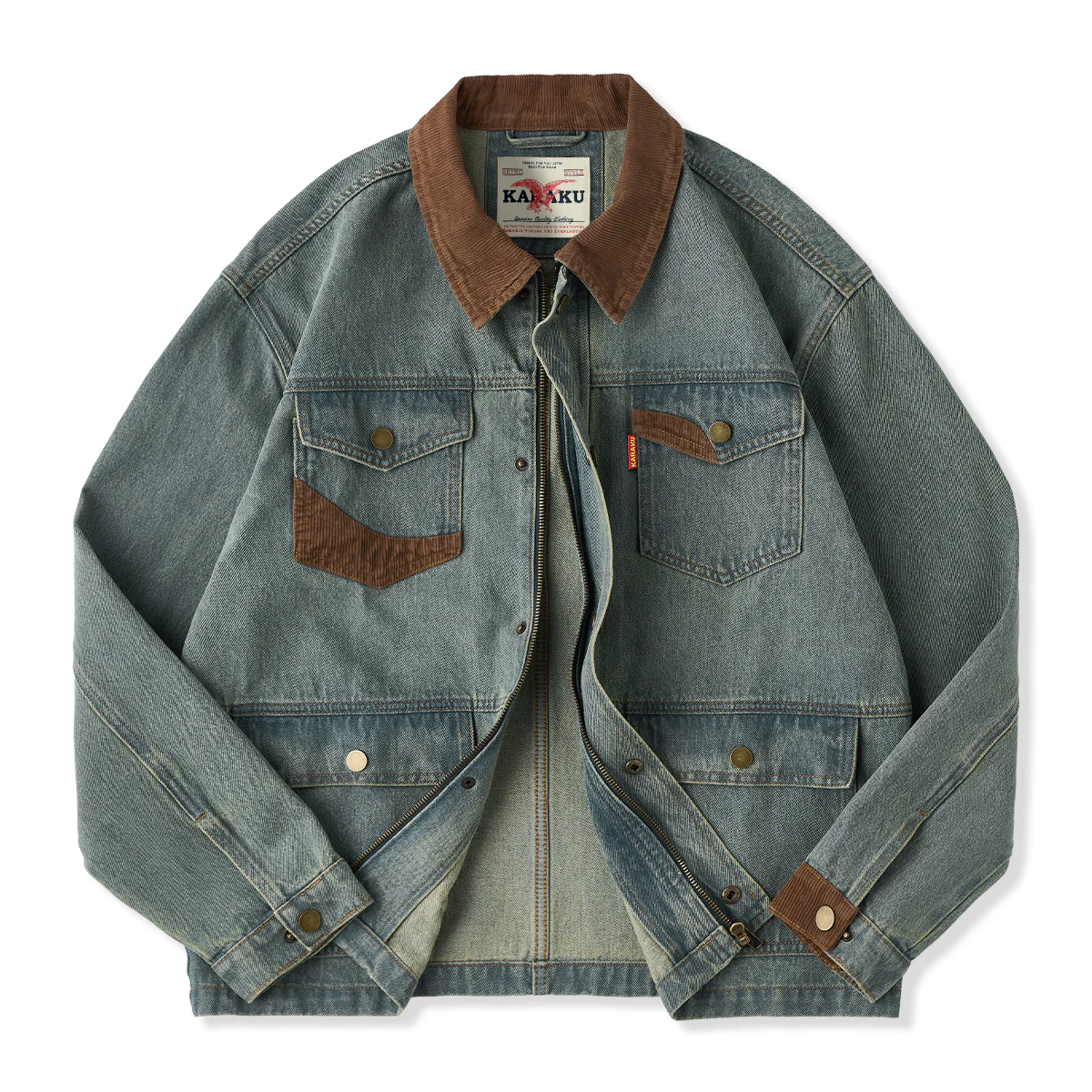 4-Pockets コーデュロイ切り替えデニムワークジャケット