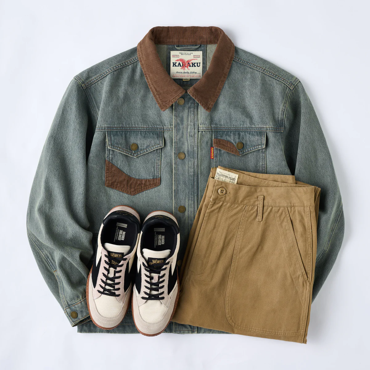 4-Pockets コーデュロイ切り替えデニムワークジャケット - Image 20